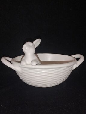 White Ceramic Bunny Candy Dish
